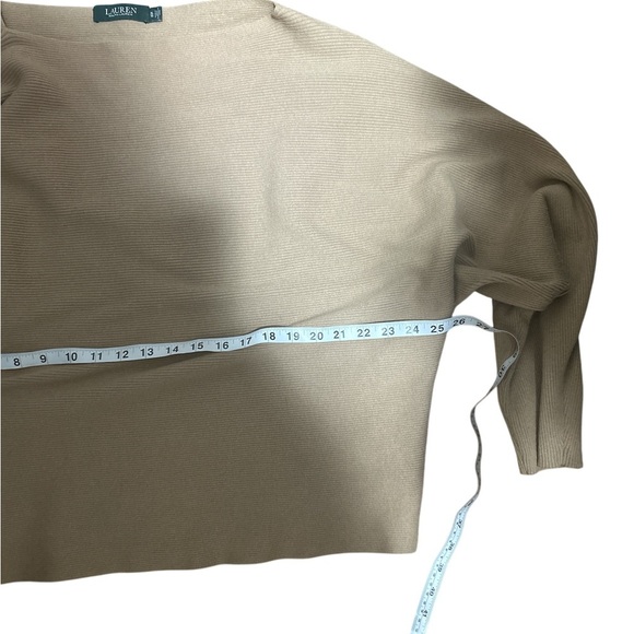 Lauren Ralph Lauren XL Tan Ribbed Knit Boatneck Dolman Sleeve Sweater - Picture 7 of 7